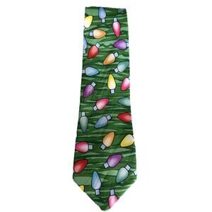 KEITH DANIELS GREEN Pink Red LIGHTS Christmas Waves Men Necktie Tie